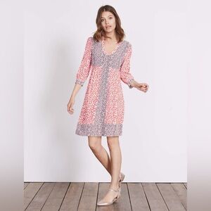 Boden Mollie Knee Length Dress - Scoop Neckline - Punk, Navy & White - sz US 6L